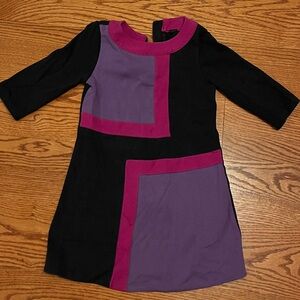 Stylish Navy and Purple Kids Block Print Dress